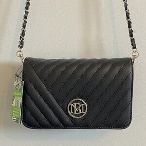 Badgley Mischka Black Vegan Leather Shoulder Bag Purse